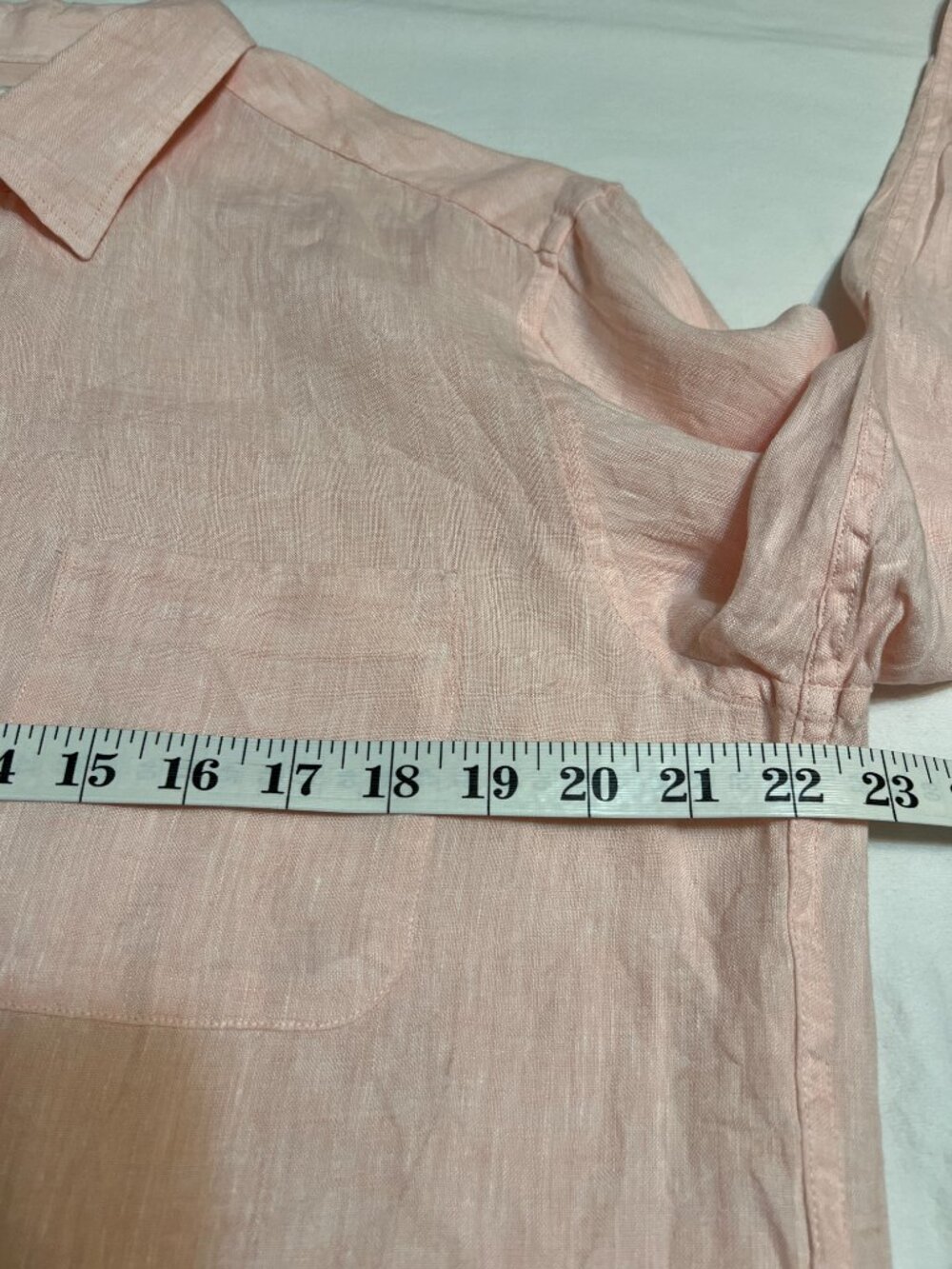 Uniqlo 100% Linen Button Up Shirt Pink Long Sleeve Men’s Size L Lightweight - Picture 6 of 9